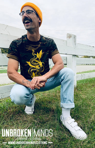 Yellow Medusa - Camo T-shirt - Unbroken Minds X Miss Willard