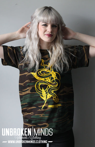 Yellow Medusa - Camo T-shirt - Unbroken Minds X Miss Willard